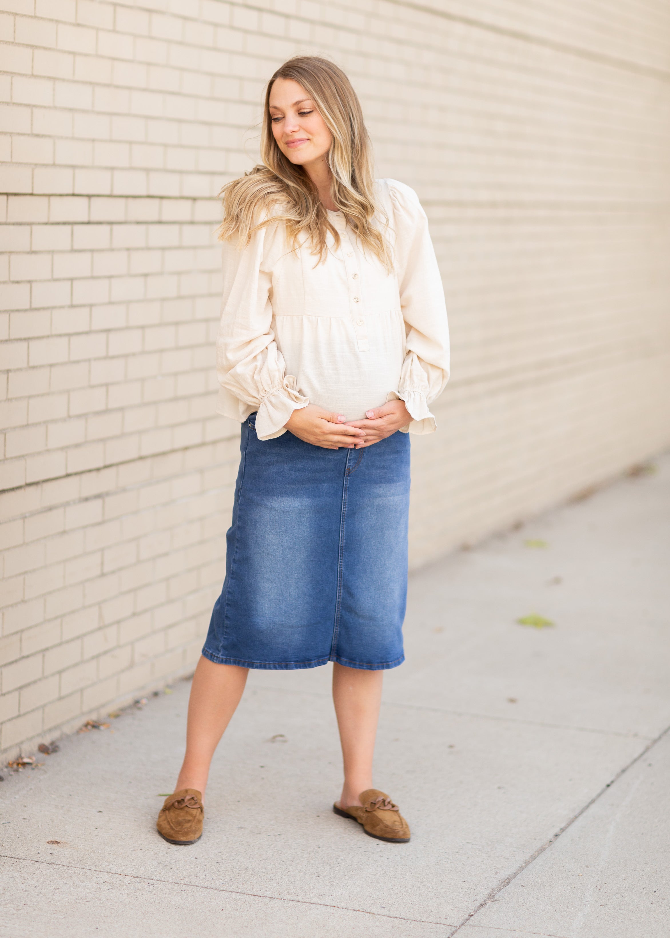 Remi Maternity Denim Midi Skirt